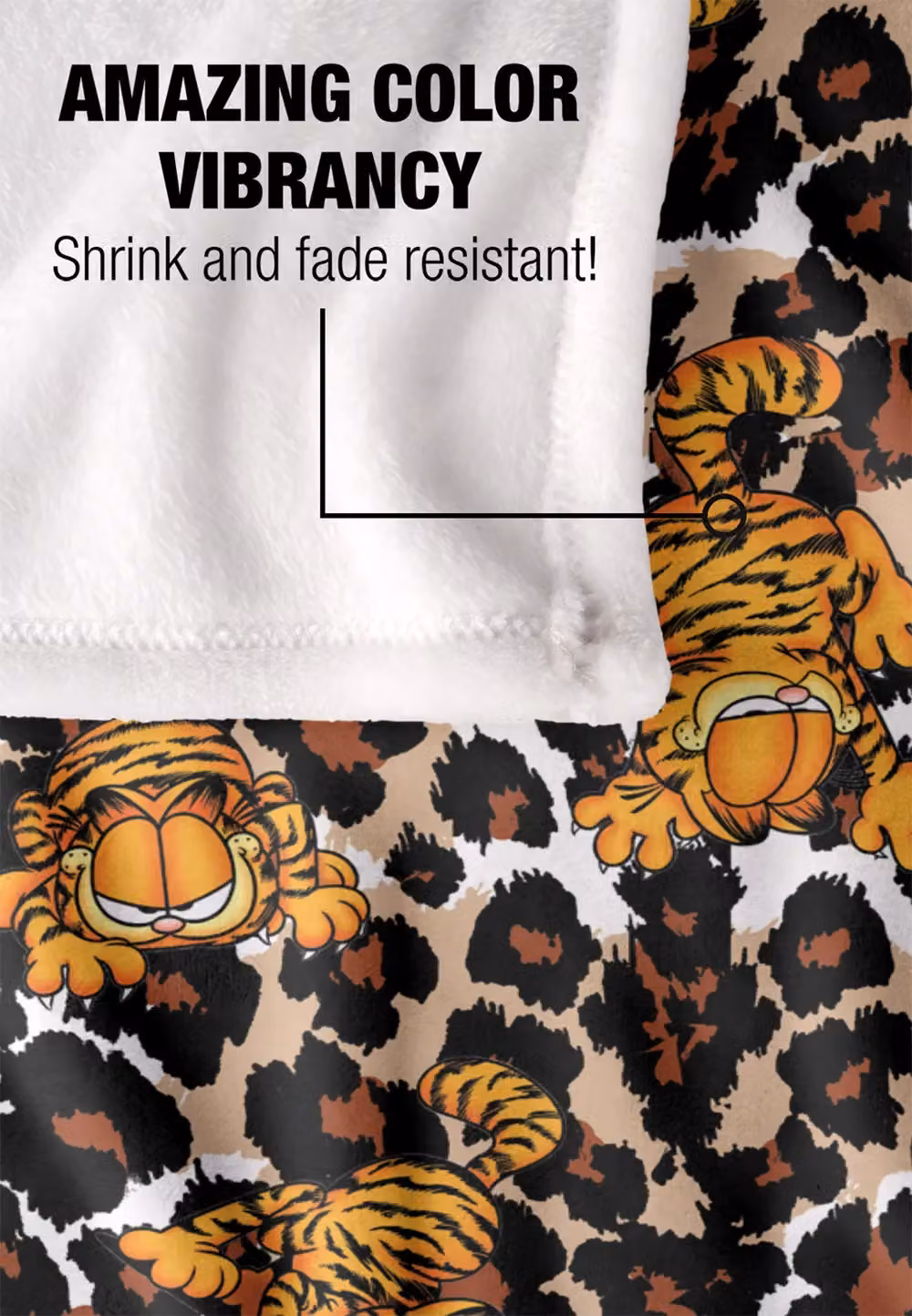 Trevco Garfield Wild Cat Silky Touch Super Soft Fleece Throw Blanket, White, W/D: 152 x 127 cm – 4