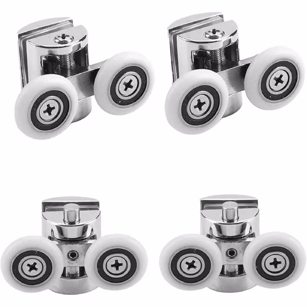FLAVORA 4 Pair Zinc Alloy Shower Door Rollers in Silver – 2
