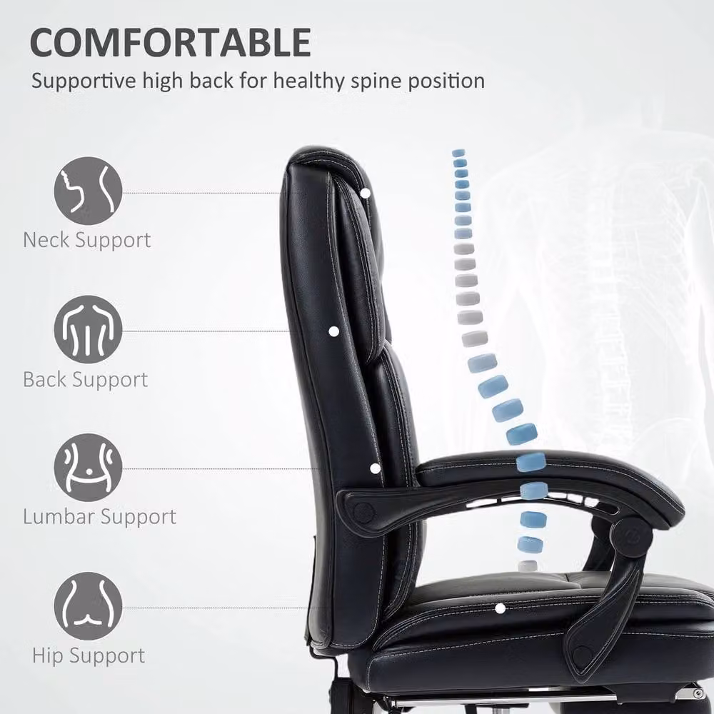 FORGEVIO Black Synthetic Leather Task Chair for Home Office with Armrests – 5