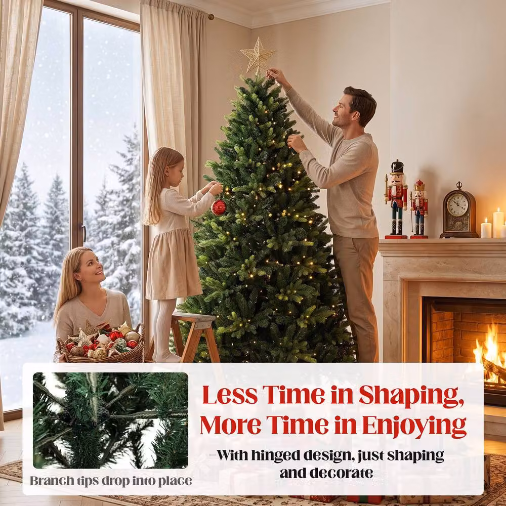 HOMCOM 6ft Green Artificial Christmas Tree with Solid Fir Wood Stand – 5