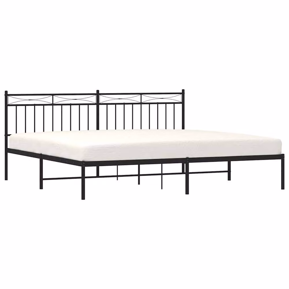 Berkfield Home Metal Bed Frame with Headboard in Black W/D/H: 193 x 198 x 91 cm – 2