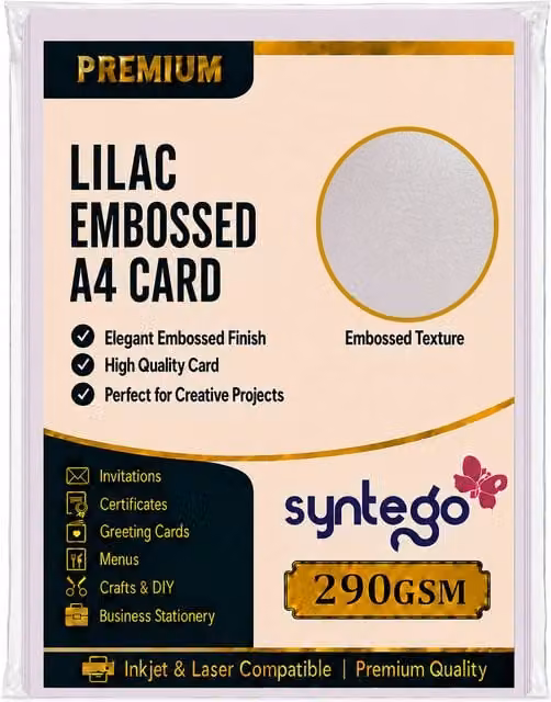 Syntego 10 Sheets of A4 Purple Decorative Embossed Brocade Construction Paper