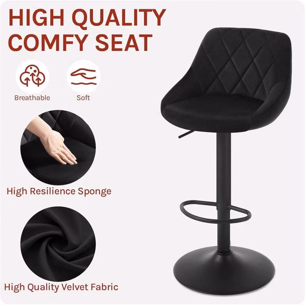 WOLTU Black Velvet Swivel Kitchen Bar Stools with Metal Upholstered Frame – 5