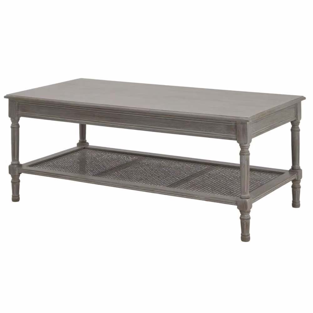 Wyld Haus Laurelbrook Rectangular Rattan and Wood Coffee Table in Grey – 2