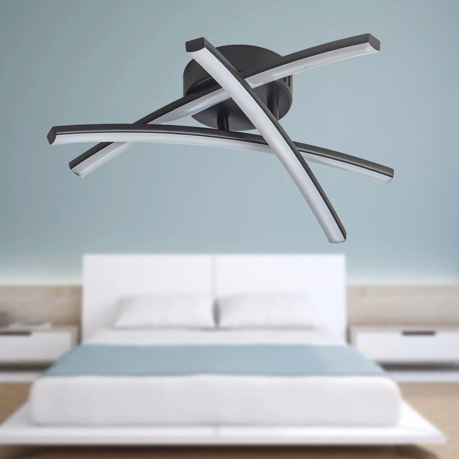 First Choice Lighting Yardley Black Modern Round LED Flush Ceiling Light – 3