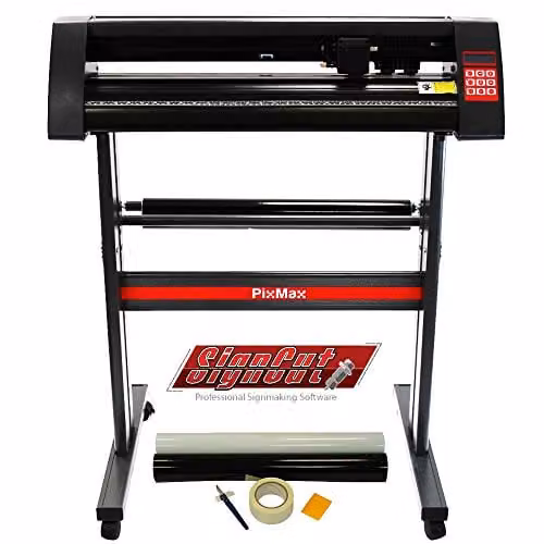 PixMax 28 inch Vinyl Cutter Plotter Machine with SignCut Pro Design Software and Weeding Pack, Black