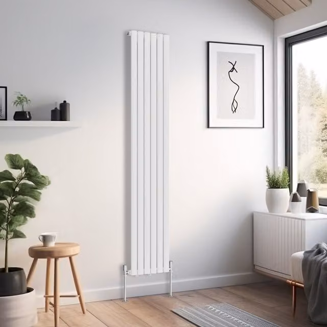 Right Radiators Oval Single Panel Vertical Radiator, White, H: 180 cm, W: 35.4 cm