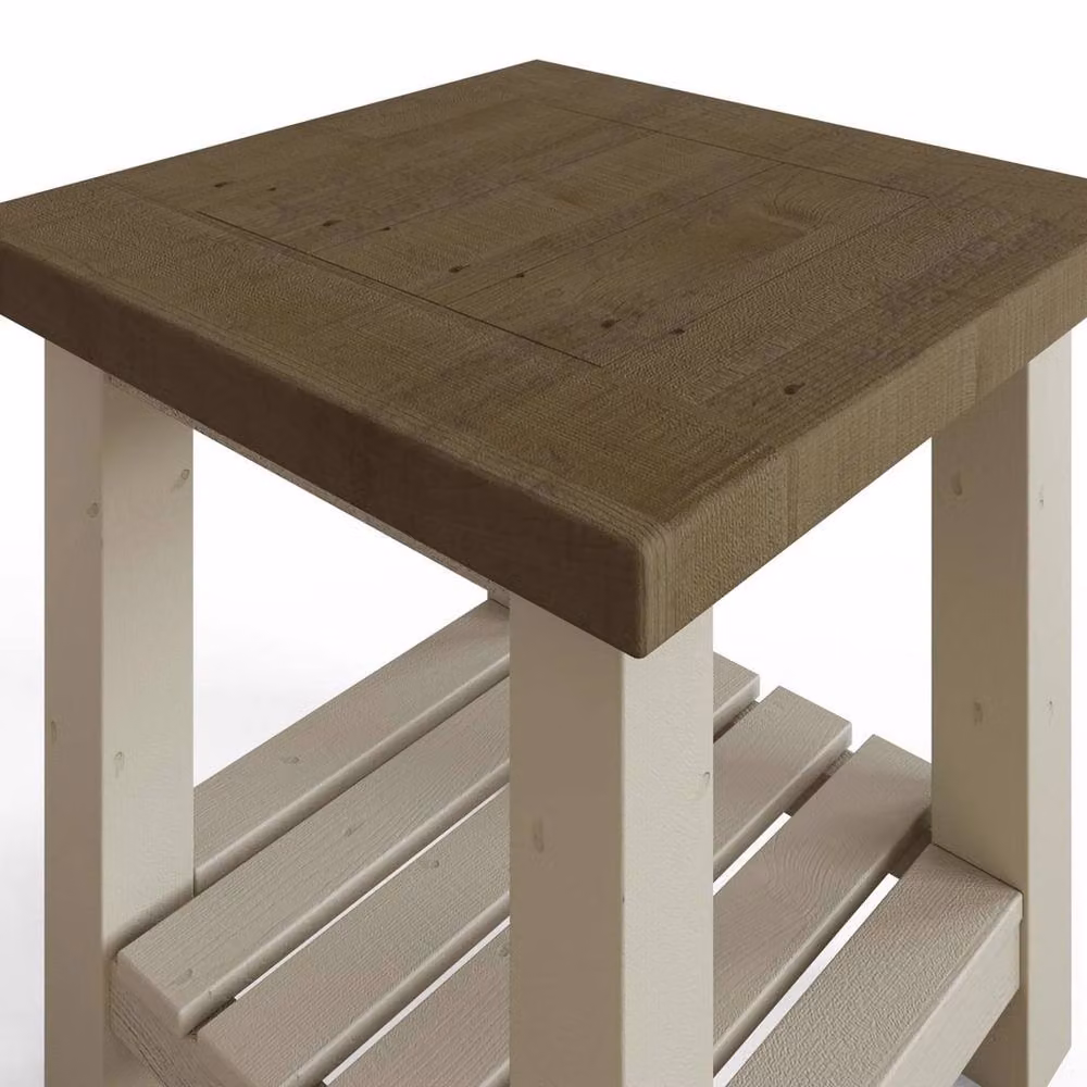 ERGOVEXA Solid Reclaimed Pine Side or Lamp Table in Grey Driftwood Finish – 2