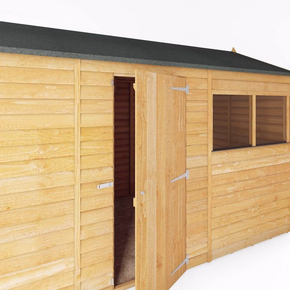 Waltons Brown Wooden Overlap Reverse Apex Roof Garden Storage Shed with Window and Single Door, W: 304.8 cm, D: 182.88 cm, H: 221.8 cm – 4
