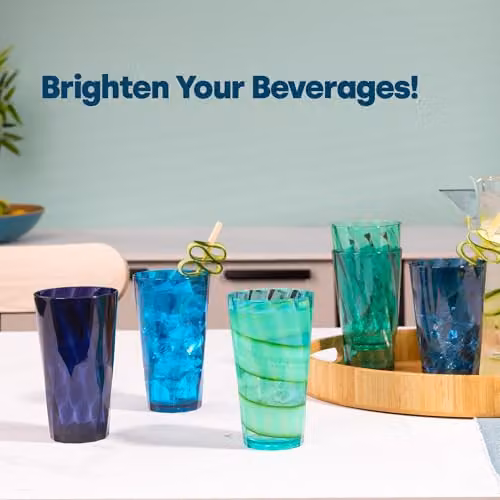 LIVIVO Set of 6 Plastic Tumblers, 600ml, Petrol/Turquoise, Stackable and Dishwasher Safe – 2