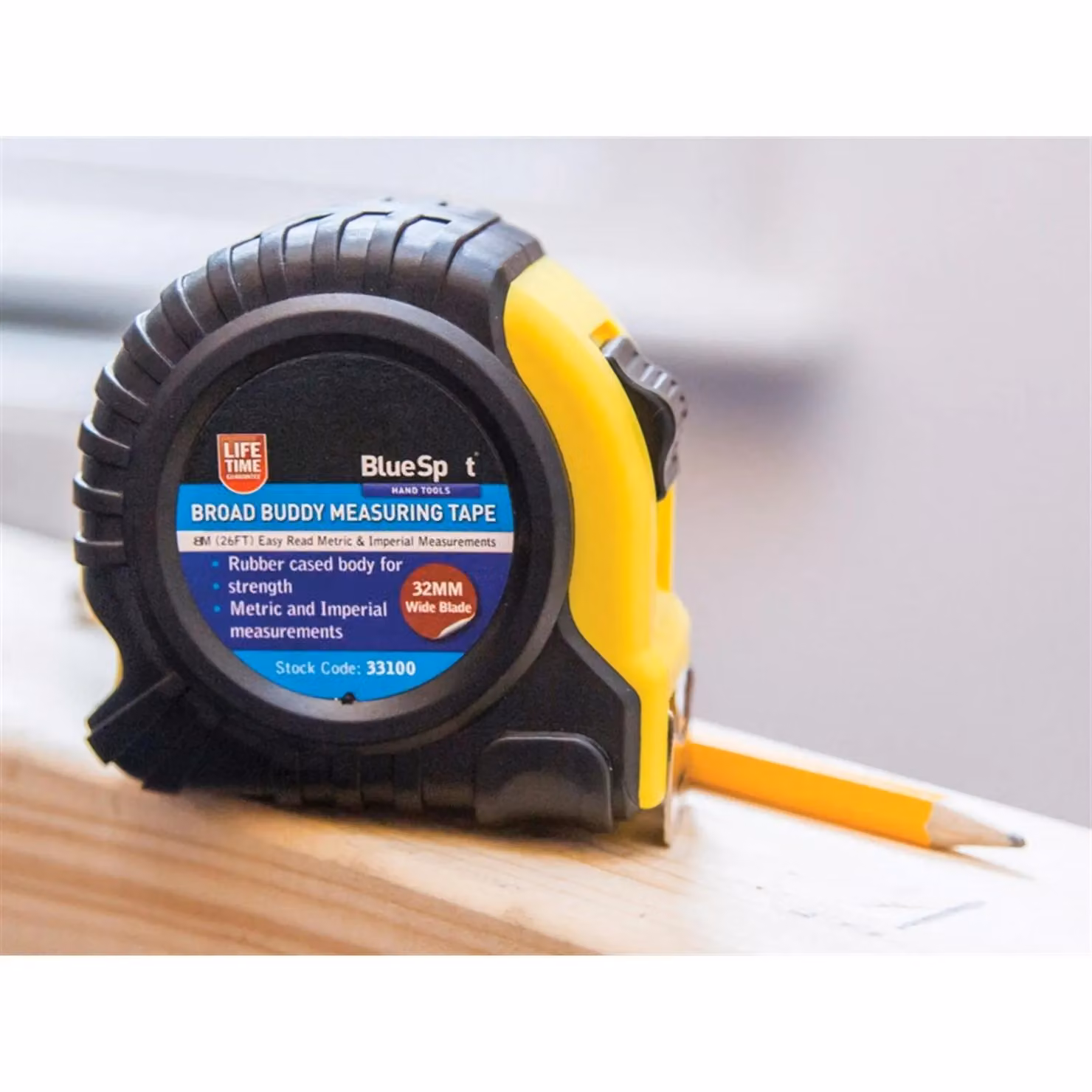 Bluespot Tools Broad Buddy Pocket Tape Measure in Yellow and Multicolour Steel – 3