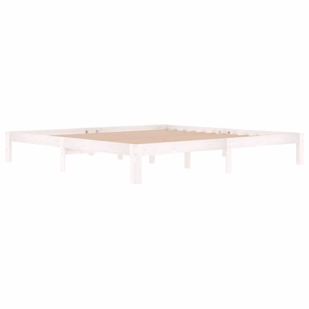 Berkfield Home White Solid Wood Pine Bed Frame 200 x 200 cm – 3