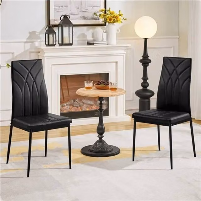 KORVIXA Black Faux Leather Dining Chairs for your Kitchen or Dining Room, W/D/H: 100 x 100 x 100 cm