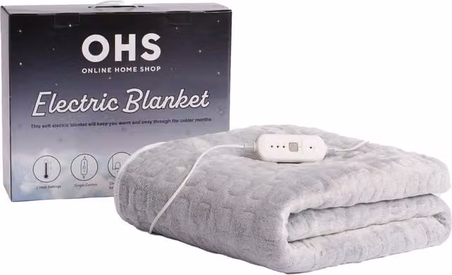 OHS Heated Electric Fleece Winter Throw in Charcoal Grey, W/D/H: 130 x 160 cm