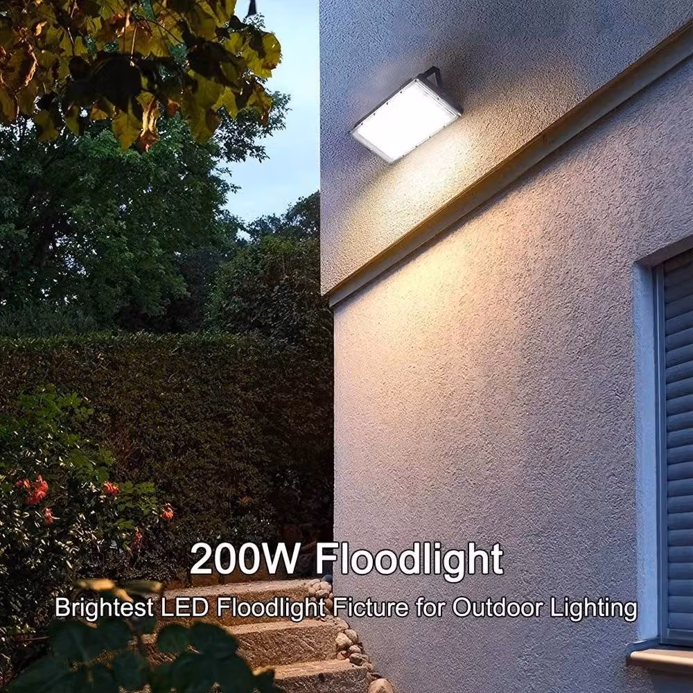 NESTLUNE 200W 144 LED Outdoor Floodlight, 6500K Daylight White, Black – 6