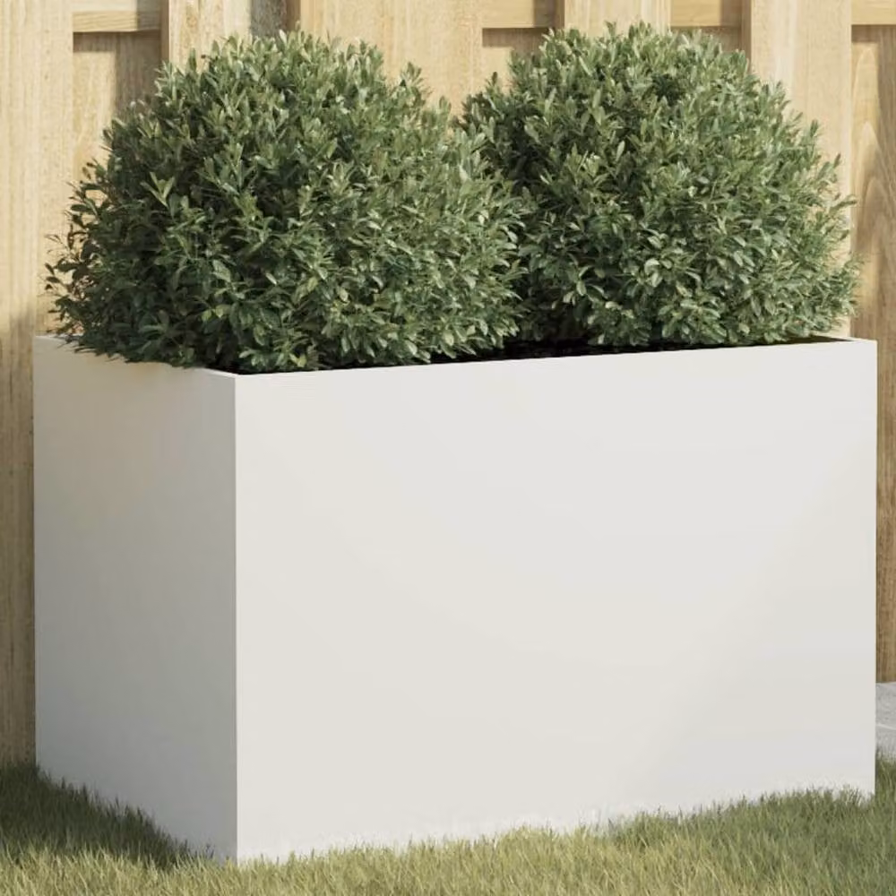 Berkfield Home Steel Planter Tub, White, W: 62 cm, D: 40 cm, H: 39 cm – 2