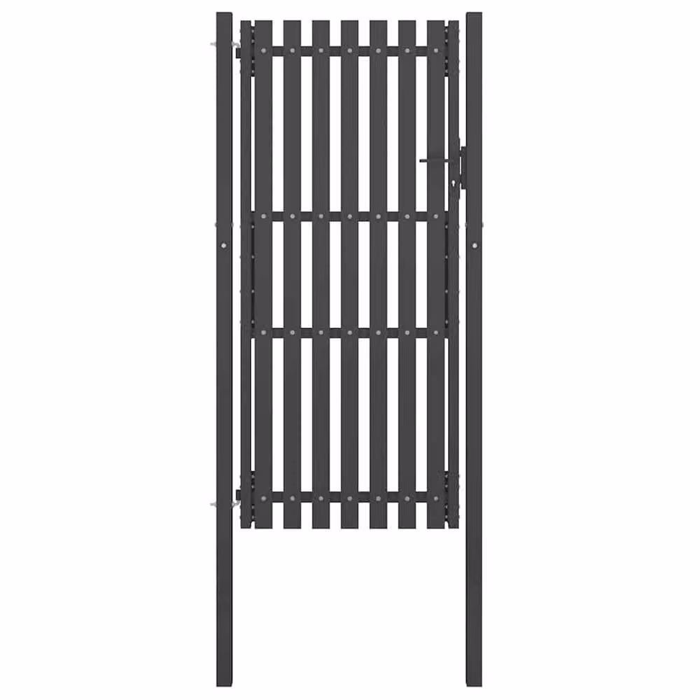 Berkfield Home Steel Garden Fence Swing Gate, Anthracite Grey, W: 2.5 m, H: 1 m – 2
