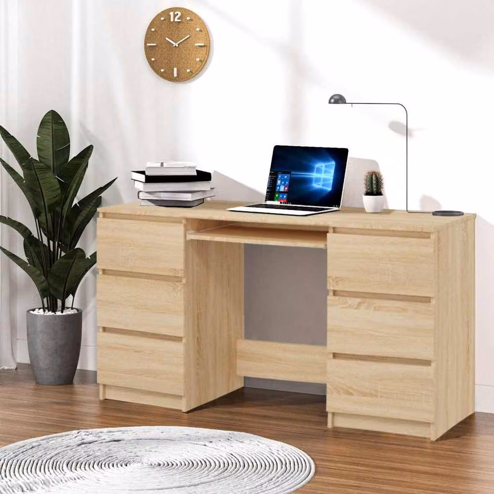 Berkfield Home Modern Writing Desk in Brown, W/D/H: 140 x 50 x 77 cm – 2