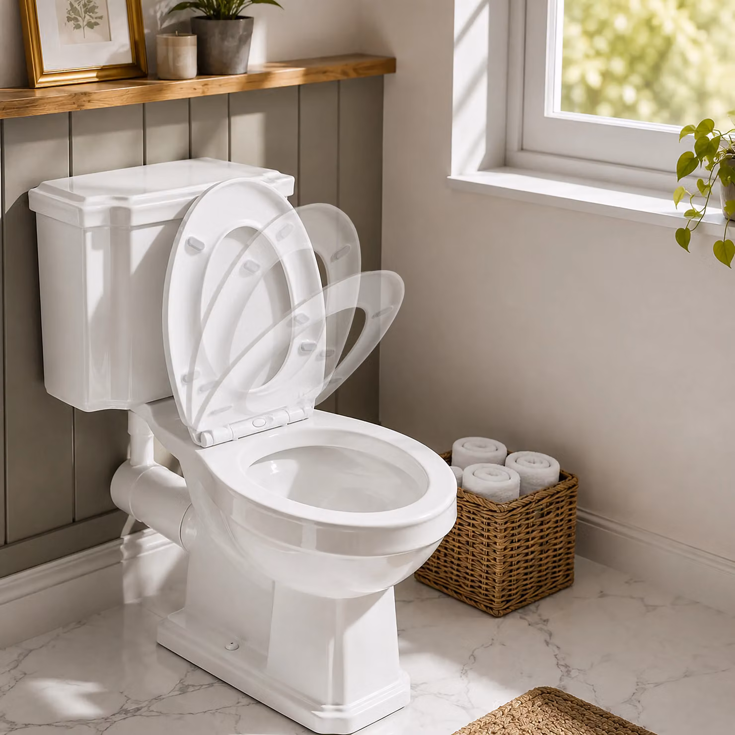 Marco Paul White Oval Soft Close Quick Release Toilet Seat with Chrome Fittings – 3
