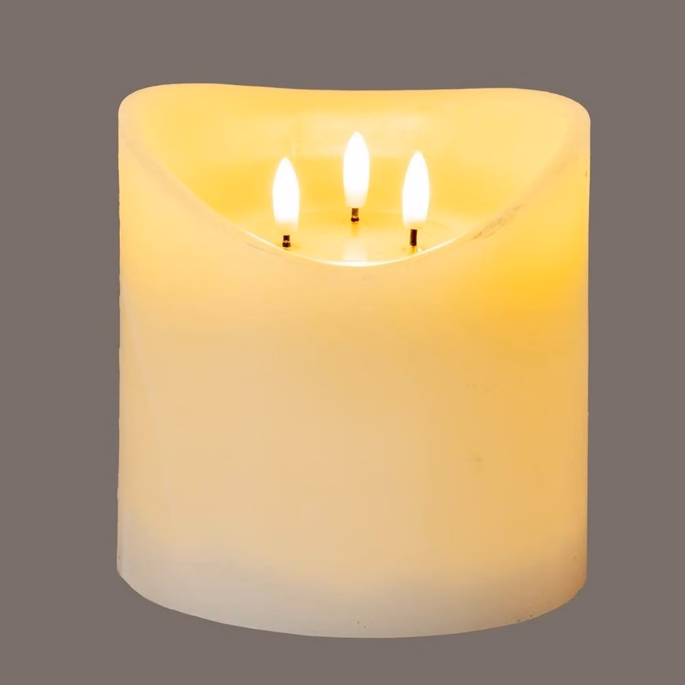 Lemon Pavilion Natural Glow Melted LED Pillar Candle, Beige, W: 15 cm, D: 15 cm, H: 15 cm – 2