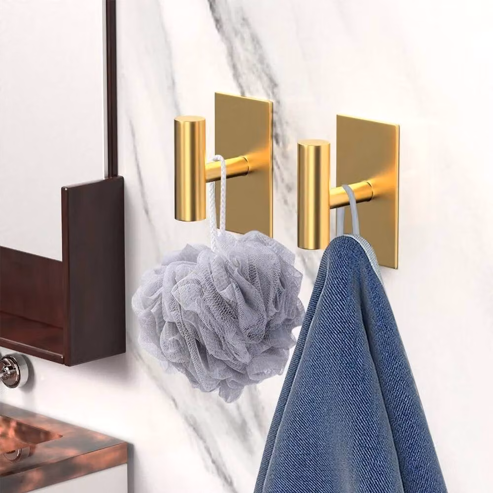 Pawnora Gold Metal Wall Mounted Bathroom Towel Hooks, 2 Pack – 2