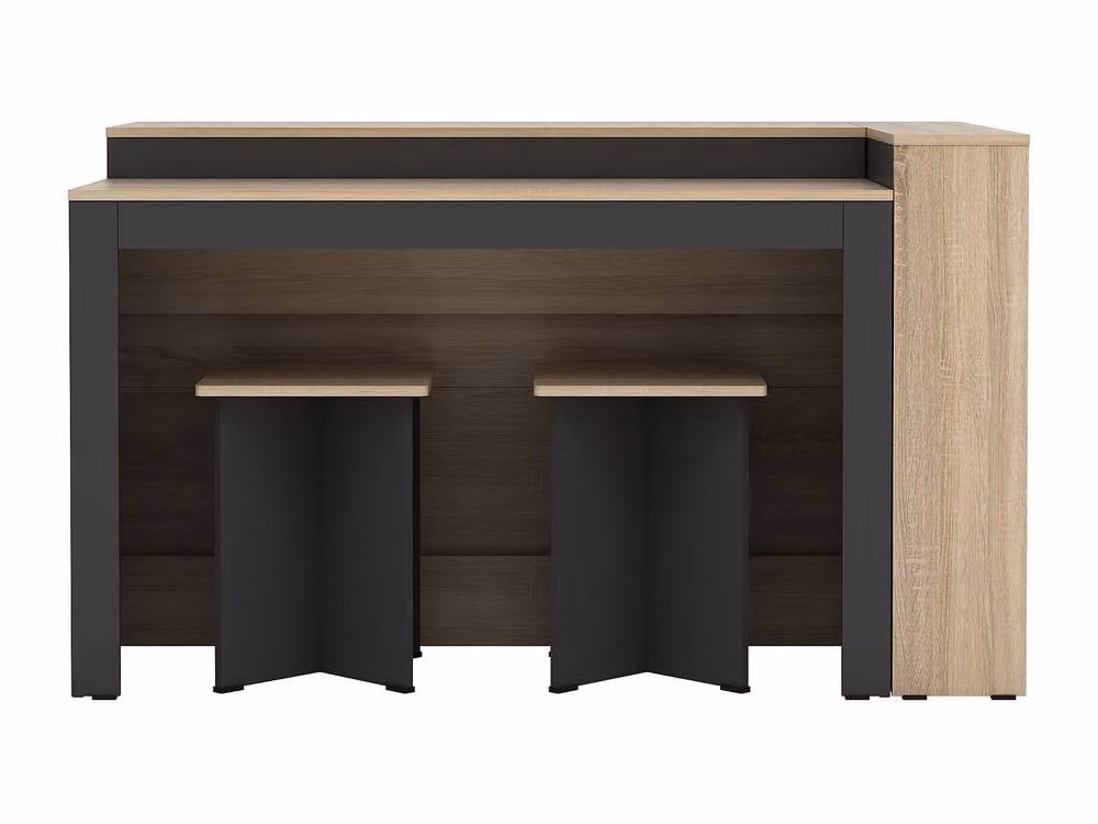 Vente-unique NUSICE Kitchen Island Set with 2 Stools in Black and Light Natural Oak – 1