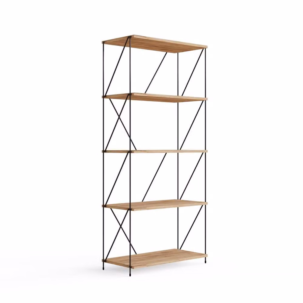 Timber Art Design Leyo 5 Tier Storage Rack in Oak and Black – 2