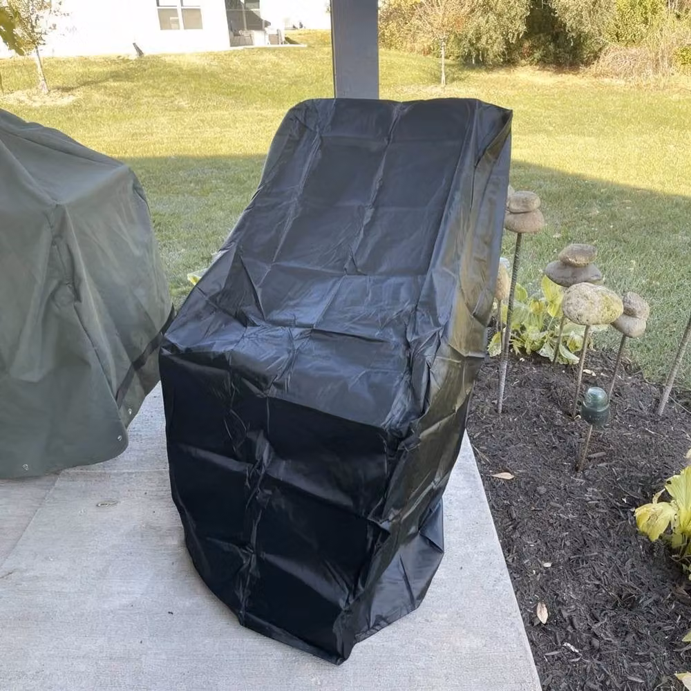 EONLION Waterproof Black Polyester Stacking Chair Cover for Outdoor Dining Chairs, Size: 100 cm – 5