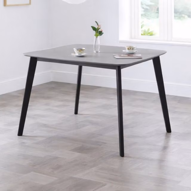 Julian Bowen Mid-Century Rectangular Lacquered Wood Dining Table in Grey and Black