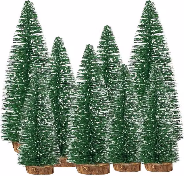 Neel Blue Set of 8 Green and White Mini Christmas Trees for Tabletop Decoration – 1