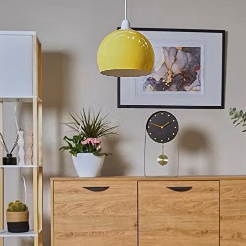 ValueLights Pair of 2 Retro Yellow and White Dome Ceiling Pendant Light Shades, Shade Width: 20 cm – 2