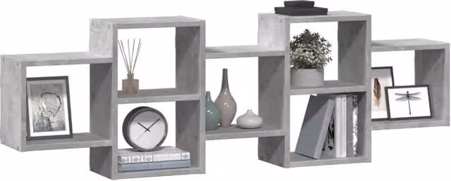 Berkfield Home Wall Mounted Concrete Grey Shelf, W/D/H: 129 x 18 x 42 cm