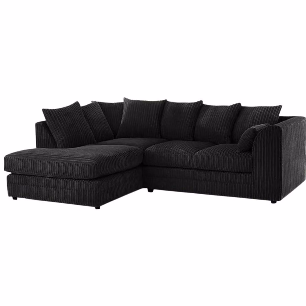 Snug Furniture Birmingham Ltd Jumbo Cord Left Hand Corner Sofa with Matching Ottoman in Black – 2