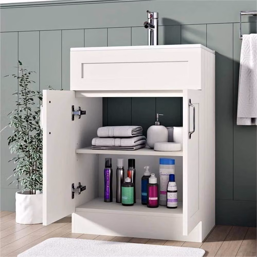 FORGEVIO Crawle 600mm White Freestanding Bathroom Vanity Unit with Basin Cabinet – 3