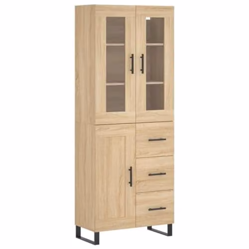 vidaXL Highboard in Sonoma Oak, Brown, W: 69.5 cm, D: 34 cm, H: 180 cm