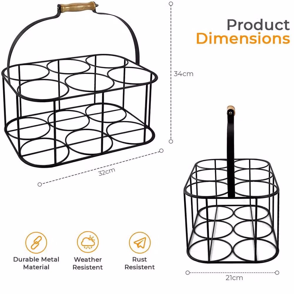EONLION Metal Freestanding 6 Milk Bottle Holder in Black, Height: 100 cm – 2