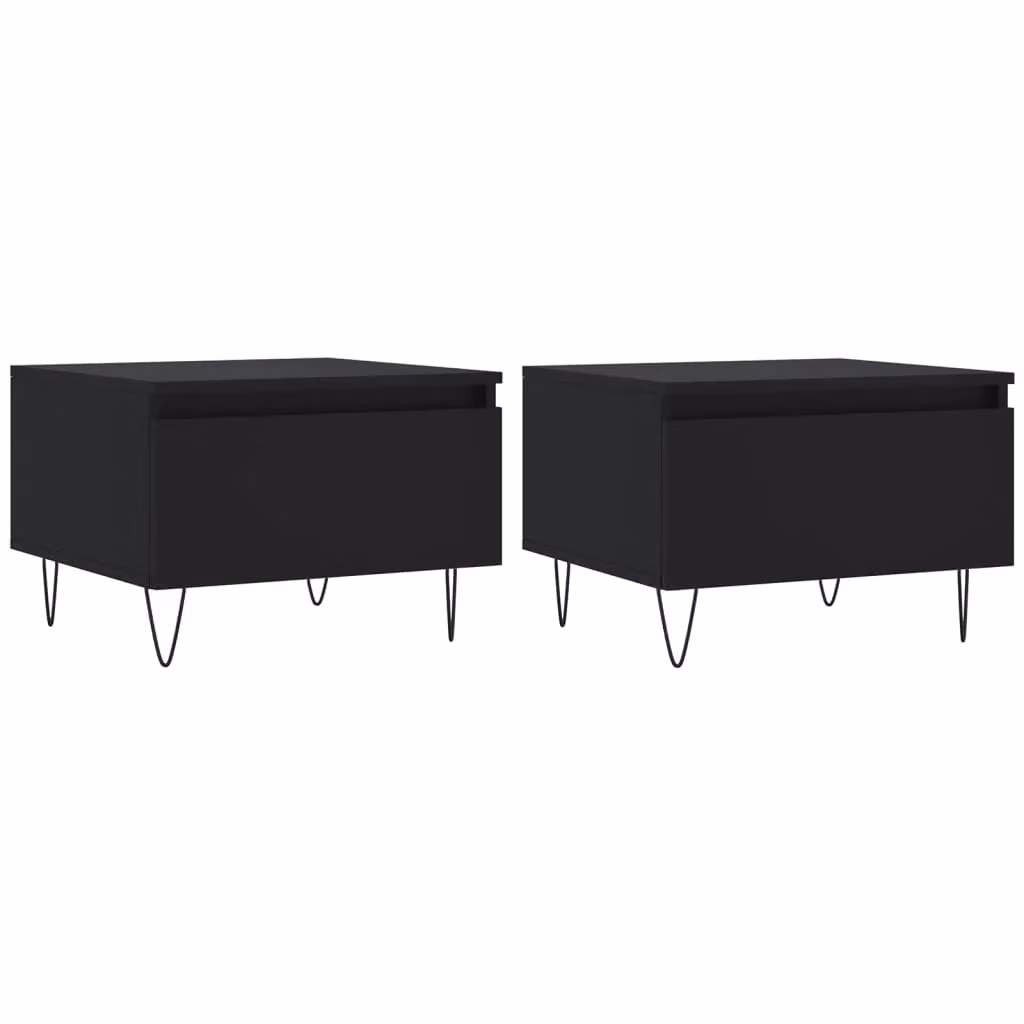 Berkfield Home Set of 2 Black Modern Nested Coffee Tables, W/D/H: 50 x 46 x 35 cm – 1