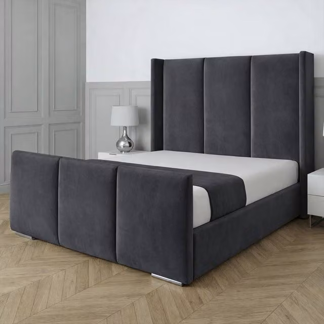 Living Comfort Bedz Westbury Upholstered Fabric Gas Lift Storage Bed with 48 Inch Headboard in Grey, W/D/H: 180 x 200 cm – 1
