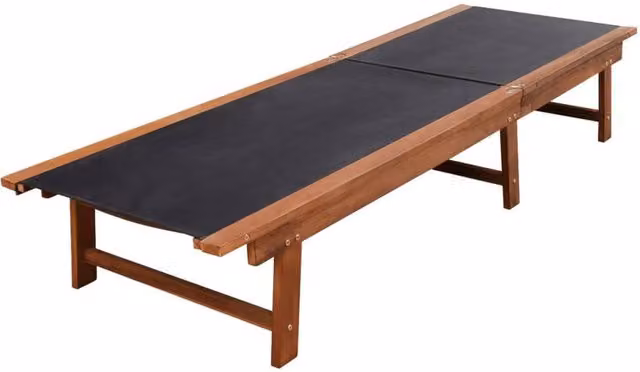 Berkfield Home Sun Lounger Set with Table, Brown Acacia Wood and Textilene – 1