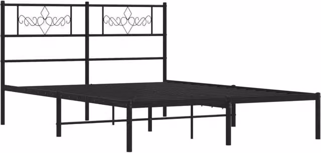 Berkfield Home Metal Bed Frame with Headboard, Black, W: 160 cm, D: 200 cm, H: 90 cm