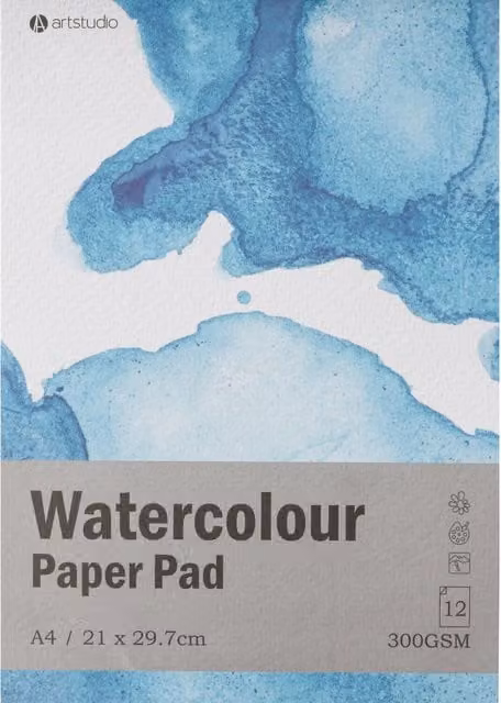 Art Studio Watercolour Paper Pad, White and Blue