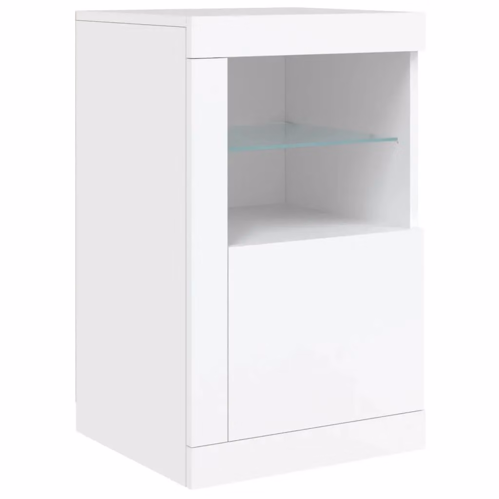 Berkfield Home Modern White Side Cabinet with Integrated LED Lighting and Glass Doors – 2