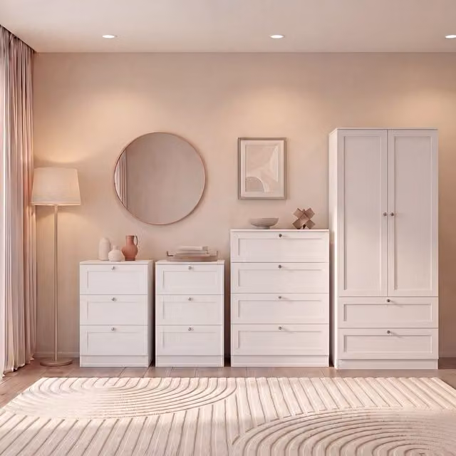 Vida Designs Altino Grey Bedroom Set including 2 Bedside Tables, 4 Drawer Chest and 2 Door 2 Drawer Wardrobe
