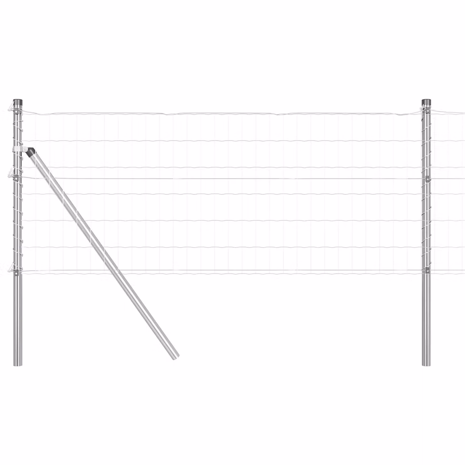 Berkfield Home Euro Fence with 13 Round Posts, Galvanised Steel, Silver/Grey, W: 25 m, H: 0.8 m – 2