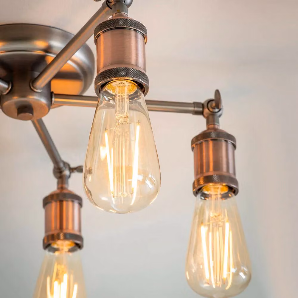 Loops 5-Lamp Ceiling Pendant and 2 Matching Wall Light Set in Tarnished Aged Copper – 2