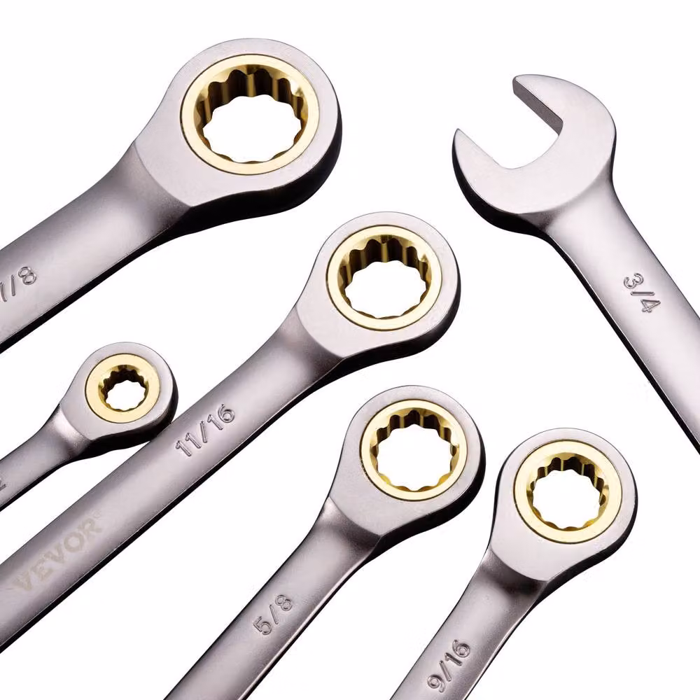 VEVOR 24-Piece Combination Ratcheting Wrench Set in Silver Chrome Vanadium Steel – 3