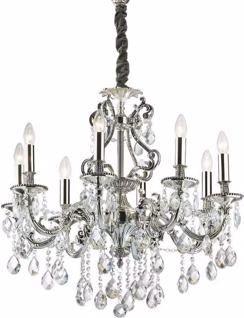 Ideal Lux Gioconda 8 Light Crystal Chandelier in Antique Silver Finish