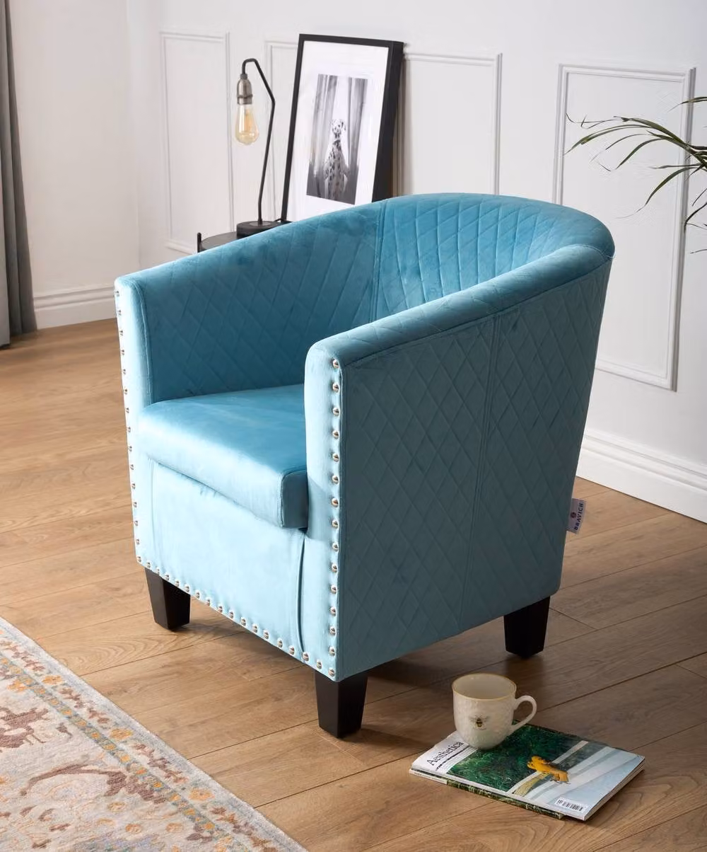Bravich LTD Stilo Modern Tub Arm Chair in Blue Velvet – 2