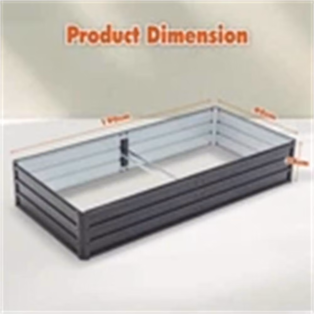Nordara Black Metal Raised Bed Outdoor Planter for Vegetables and Flowers W: 238 cm, D: 82 cm, H: 82 cm – 2