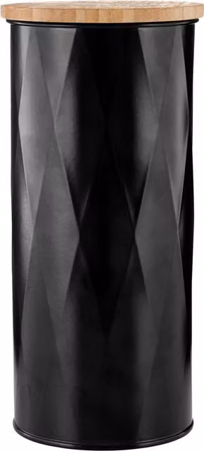 Orsina Black Geometric Airtight Metal Storage Canister with Bamboo Lid – 1